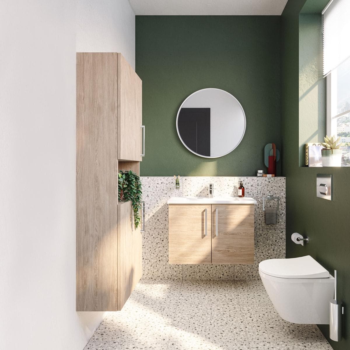 Root Bathroom Cabinet Oak 80Cm