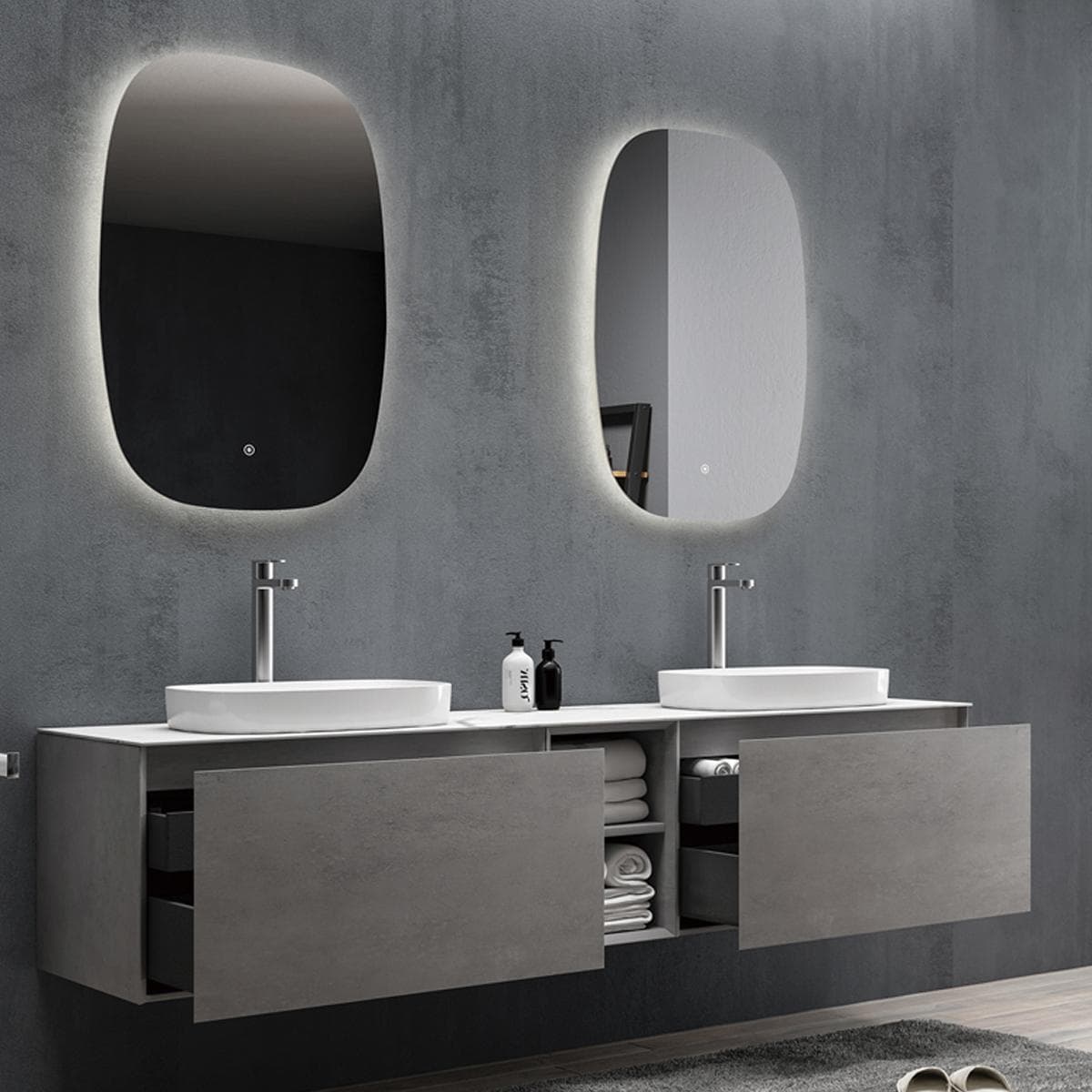 Inalco Bathroom Cabinet 70 cm with Basin + Frame + Counter Top