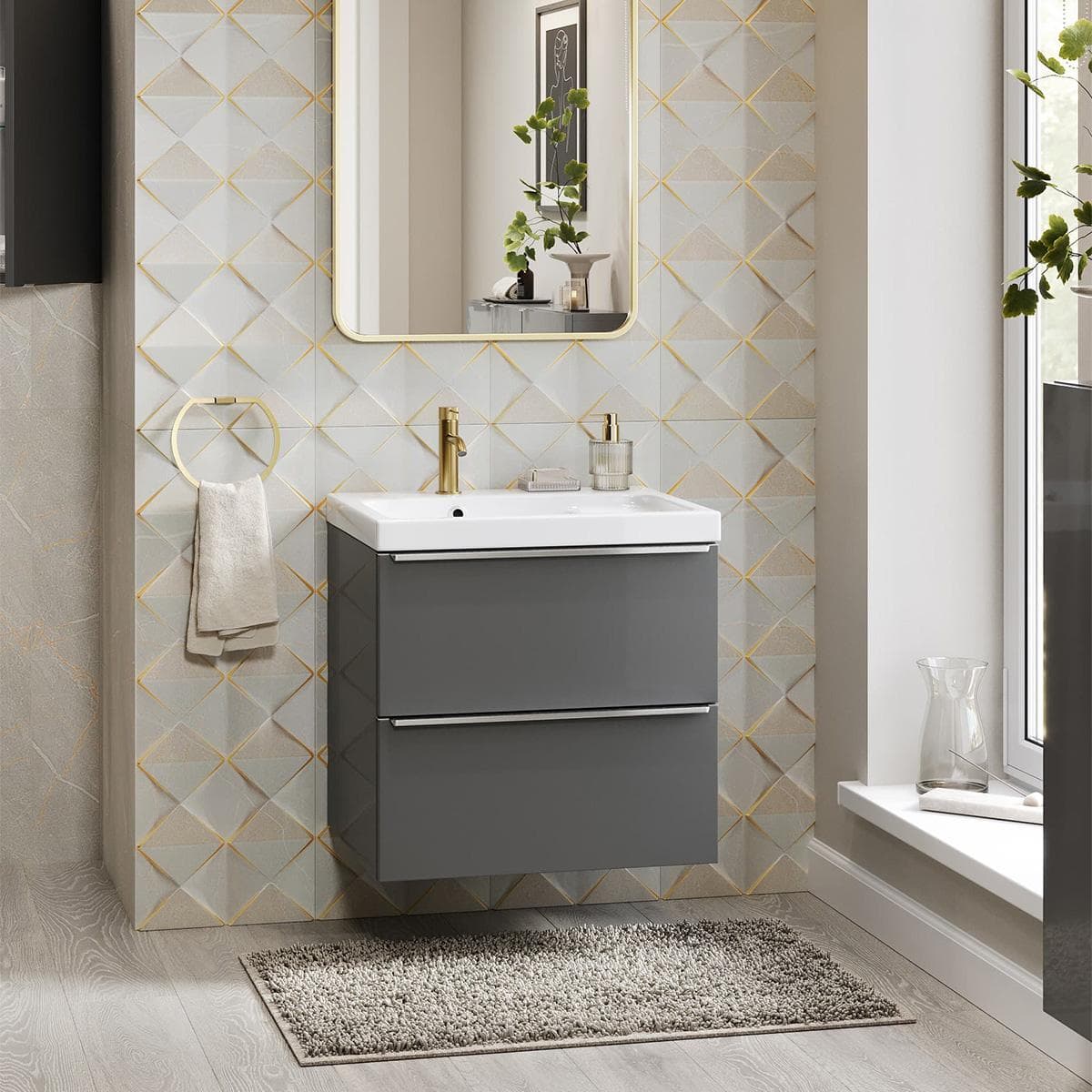 Imandra Bathroom Cabinet Dark Grey 60 cm