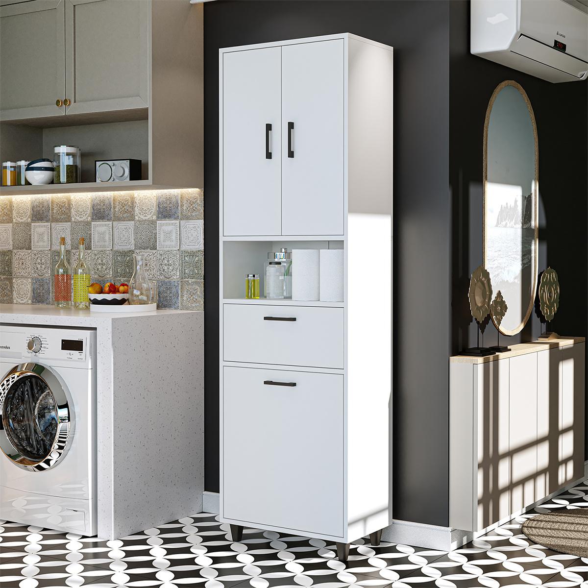 Rim Storage Bathroom Cabinet White 60X35X200 cm