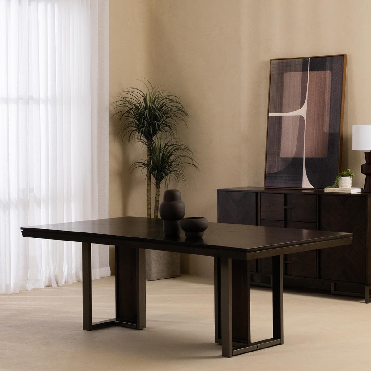 طاولة طعام فارنا 8 مقاعد بني