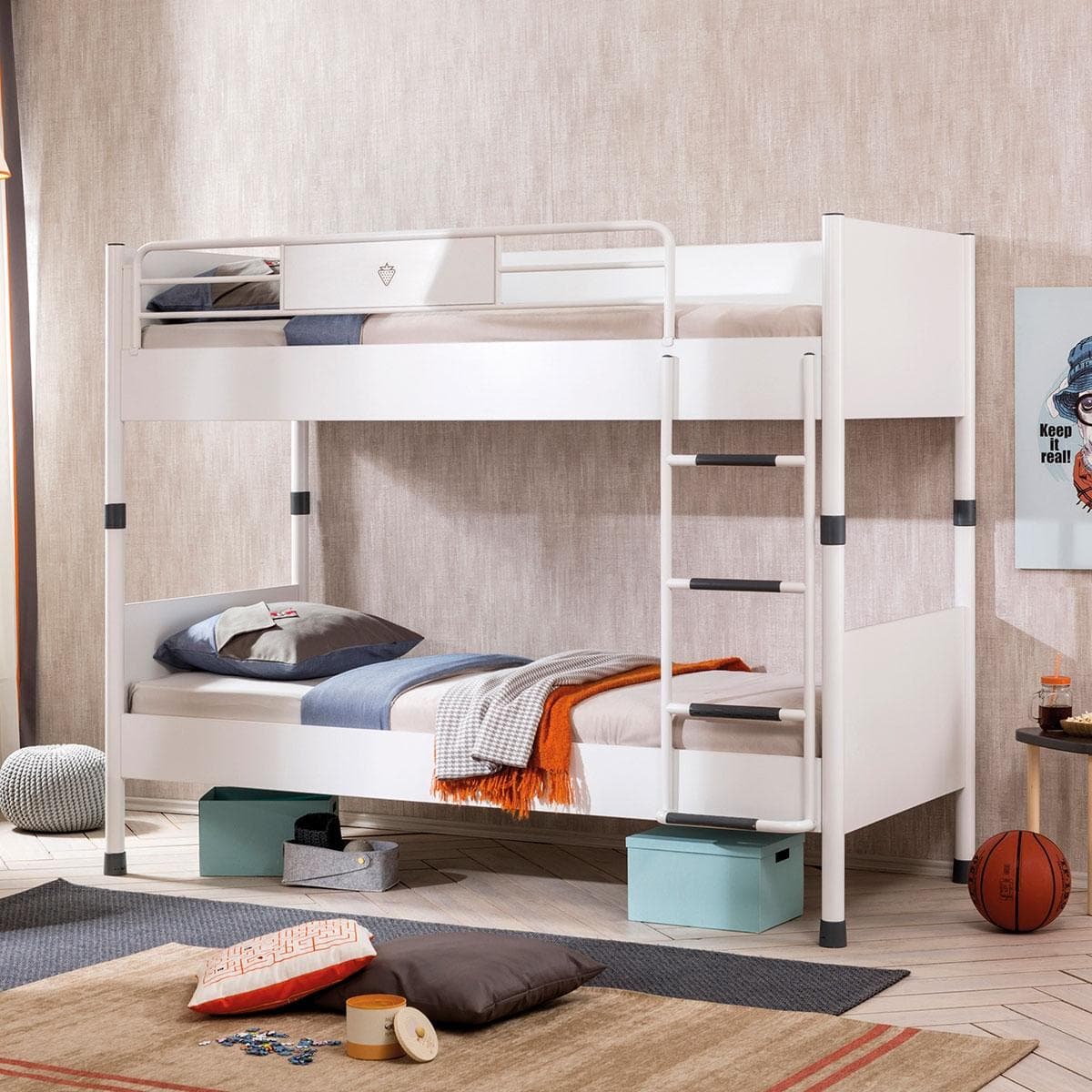 White 90X200 Kids Bunk Bed White