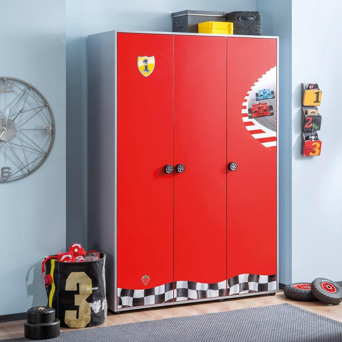 Racer 3-Door Kids Wardrobe