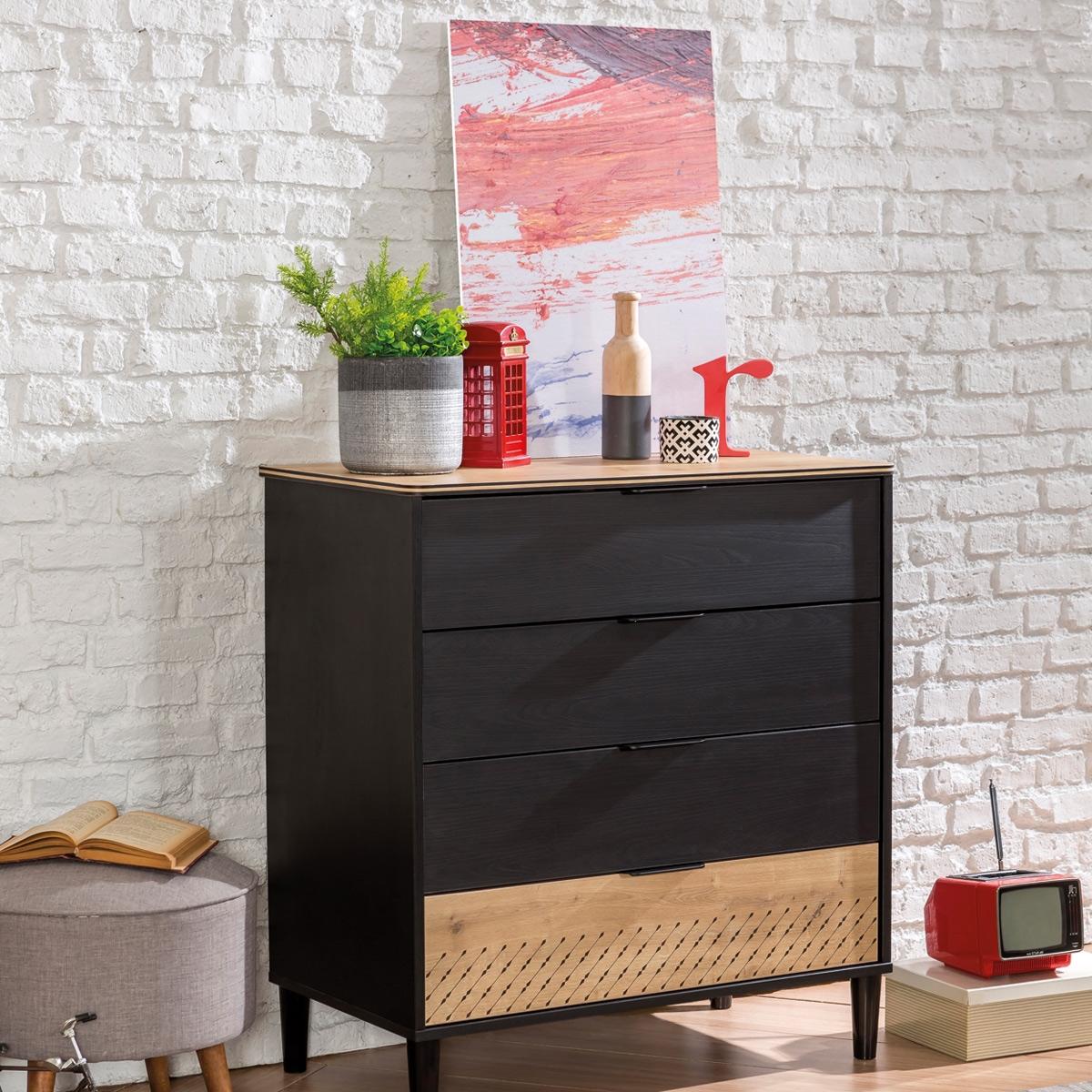 Black Kids Dresser Black/Oak
