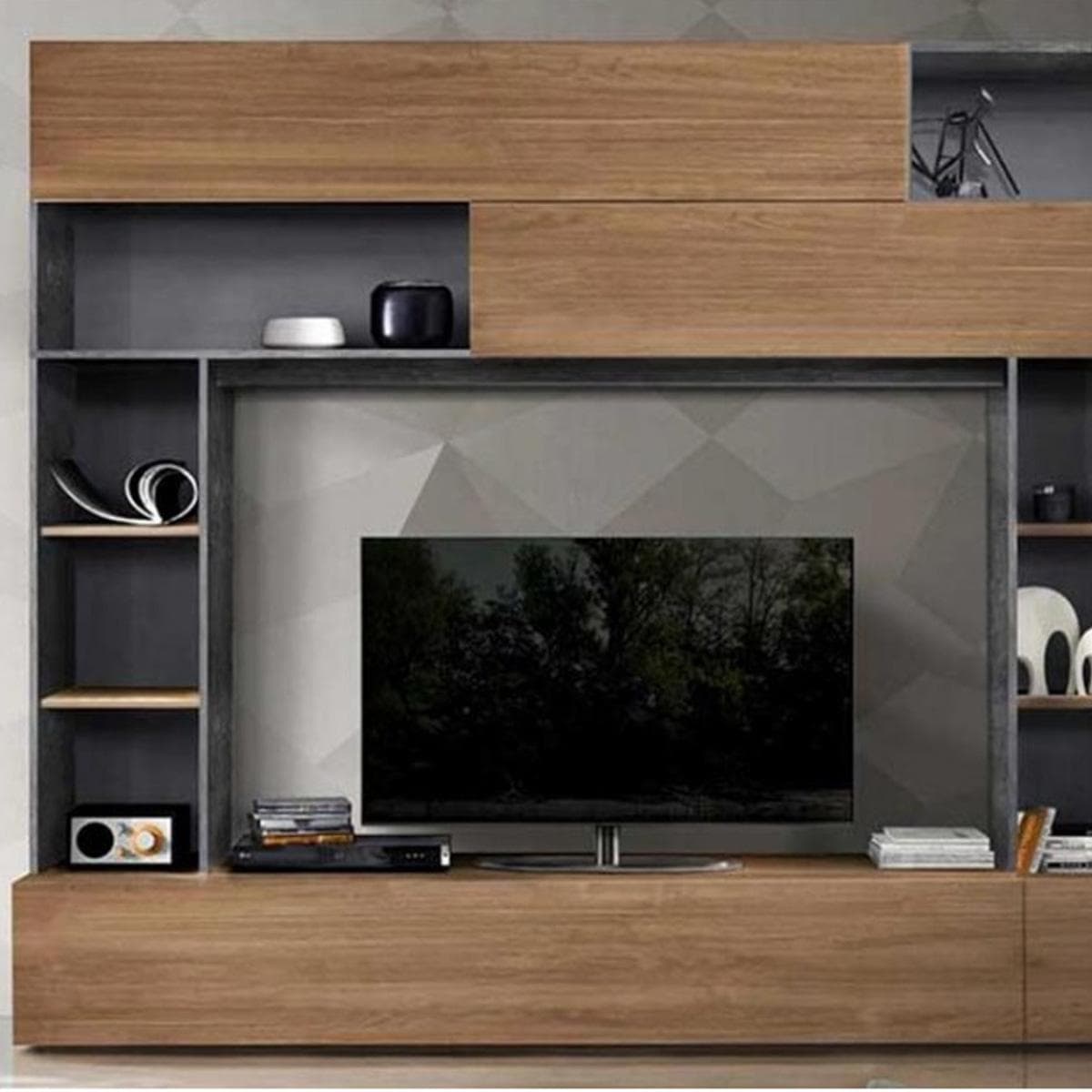 براتيكو وحدة حائط بلوط / رمادي غامق