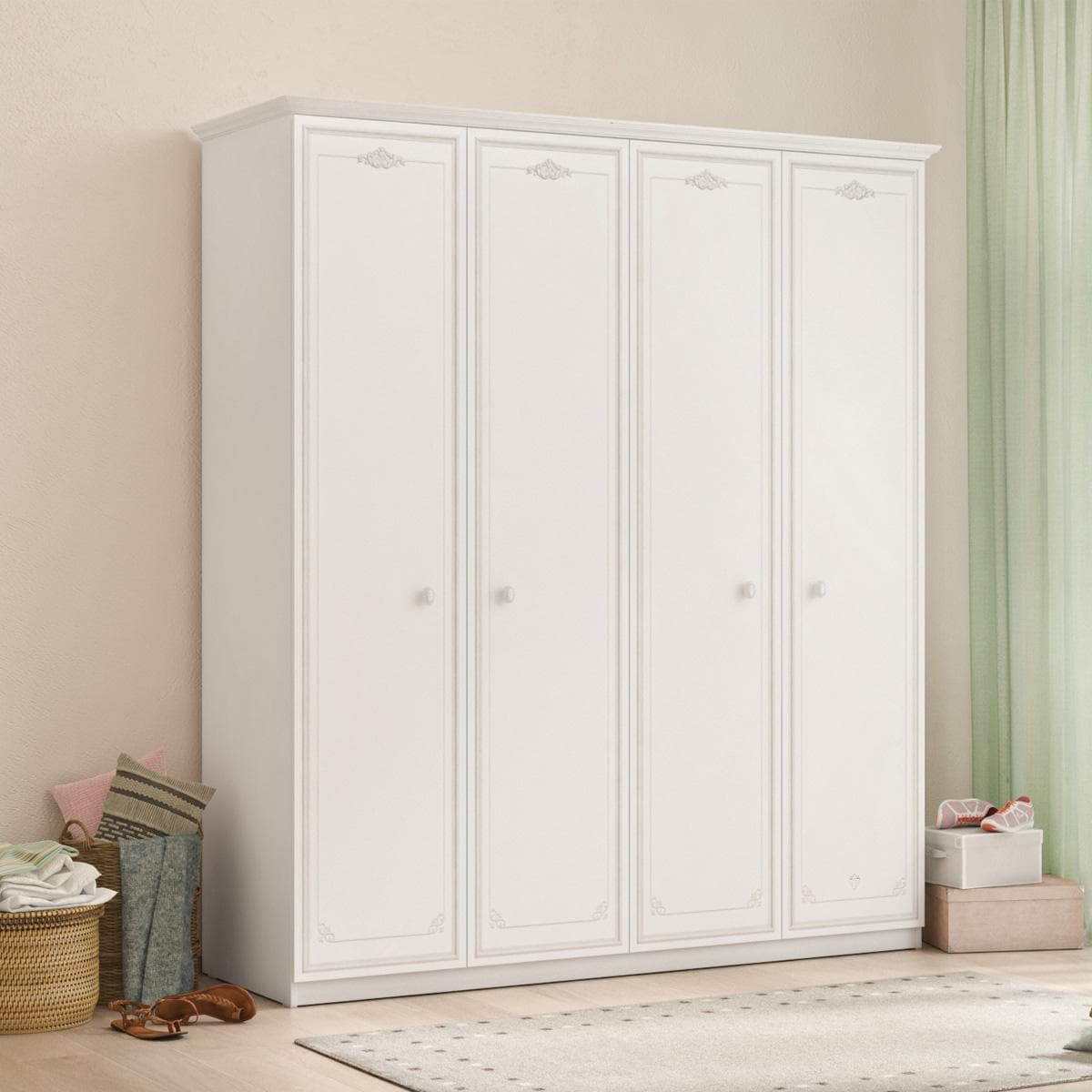 Selena 4-Door Kids Wardrobe Grey