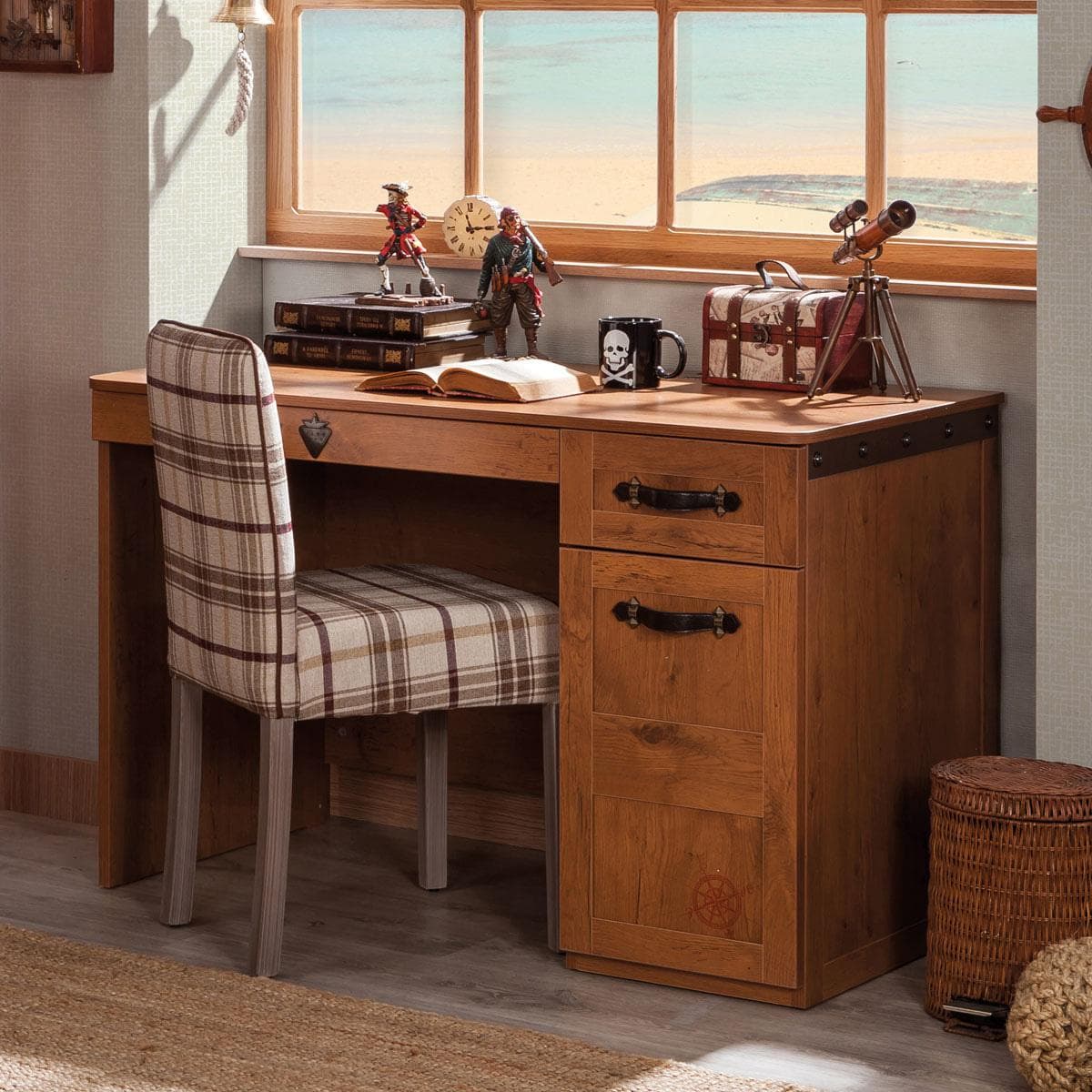 Black Pirate Kids Study Desk without Unit