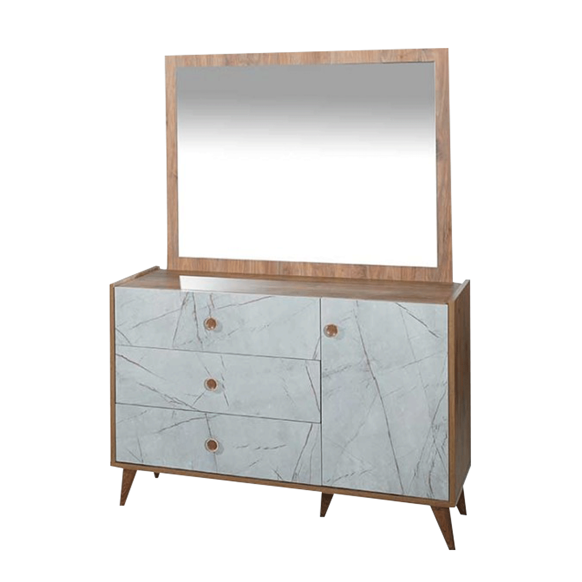 Alexa Dresser With Mirror Walnut/Marble