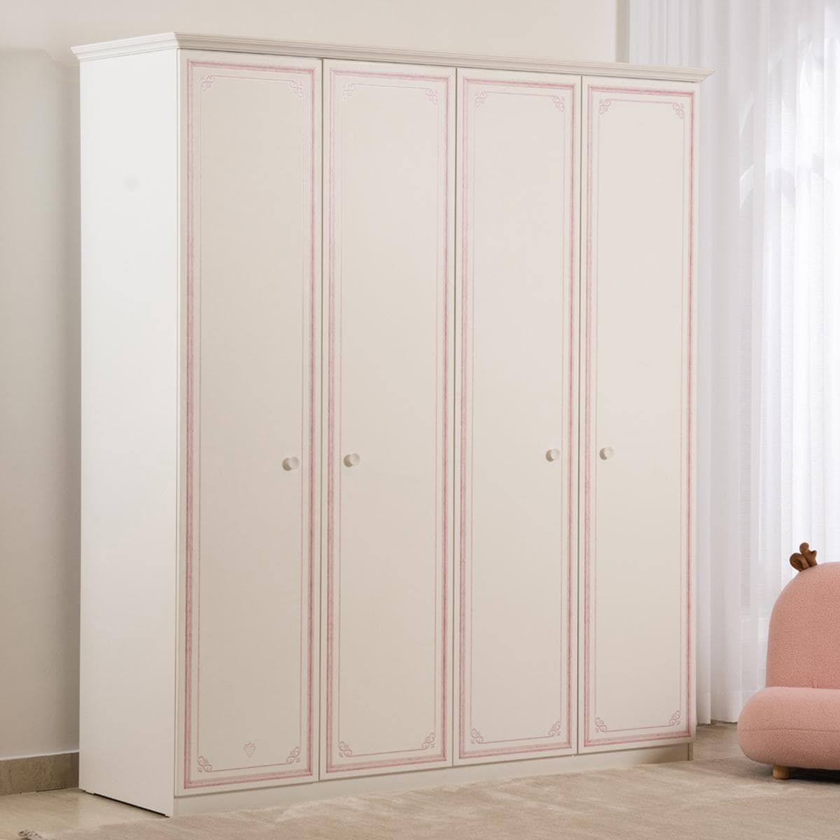 Selena 4-Door Kids Wardrobe Pink