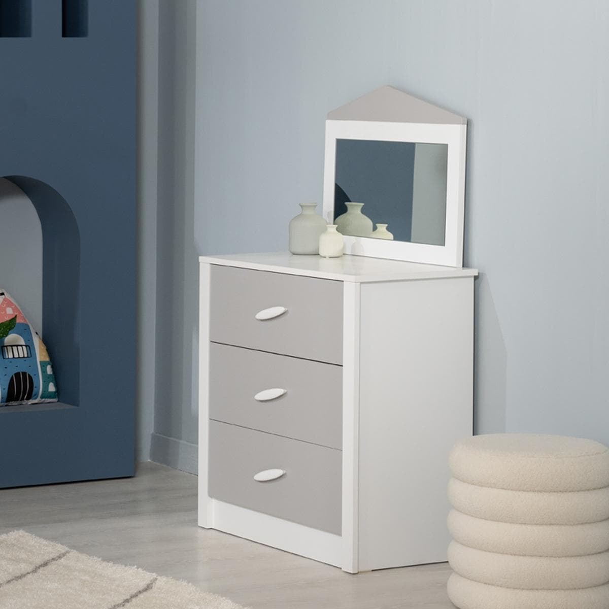 White House Kids Dresser with Mirror White