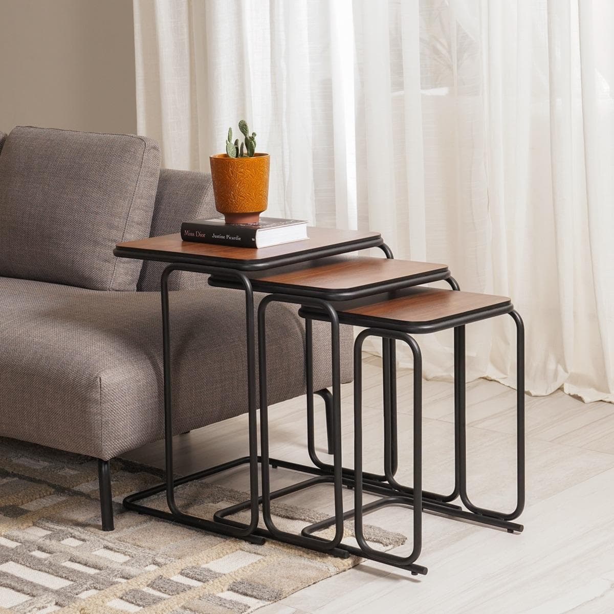 Boston Nesting Table Walnut/Black