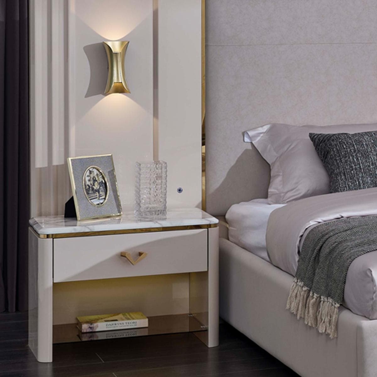 Helena Nightstand Cream/Champagne