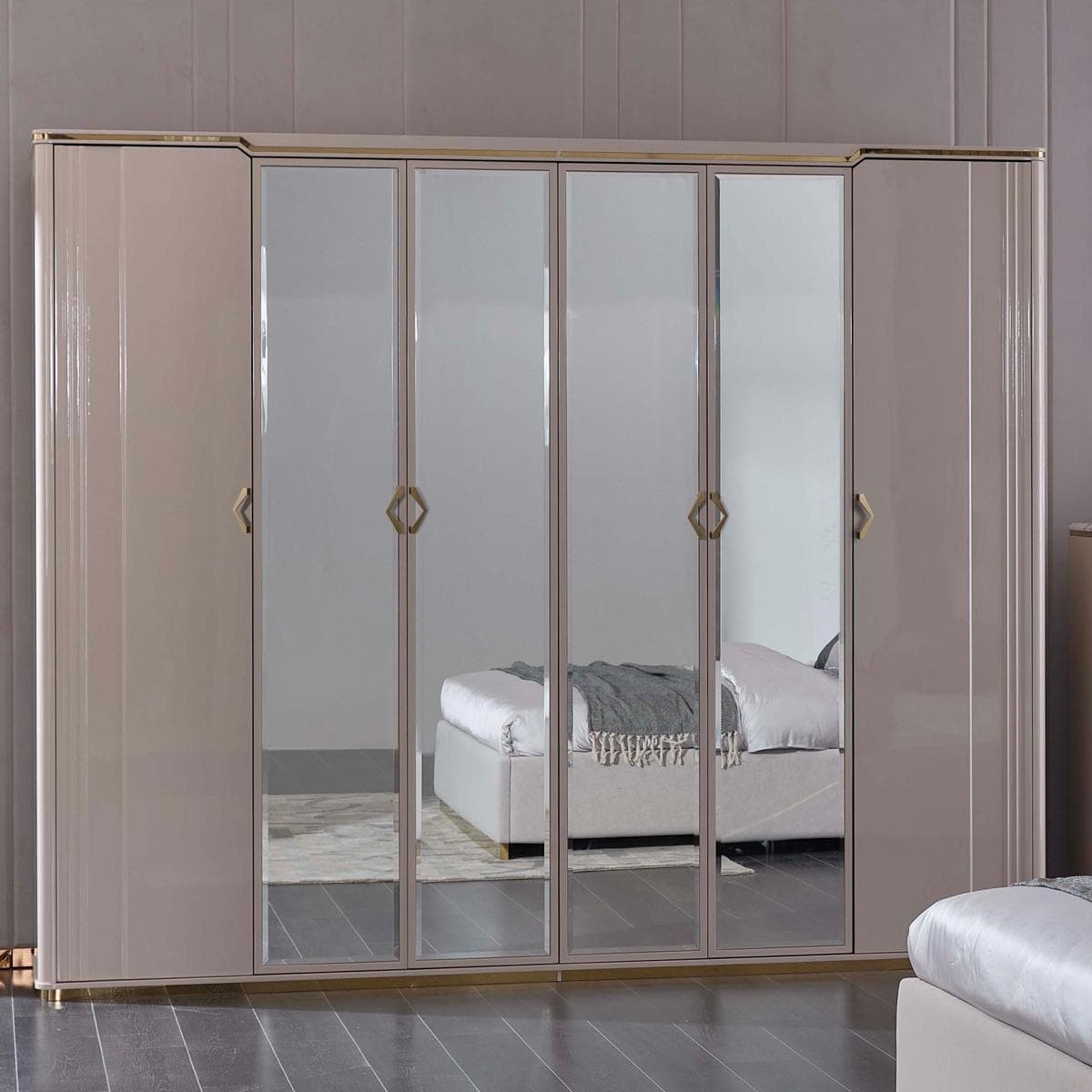 Helena 6-Door Wardrobe Cream/Champagne