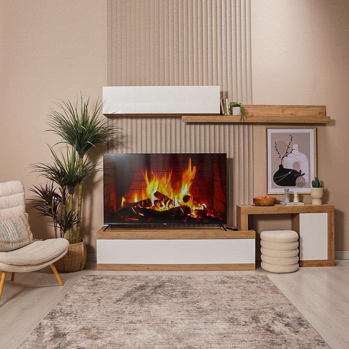 Slim Wall Unit White/Oak