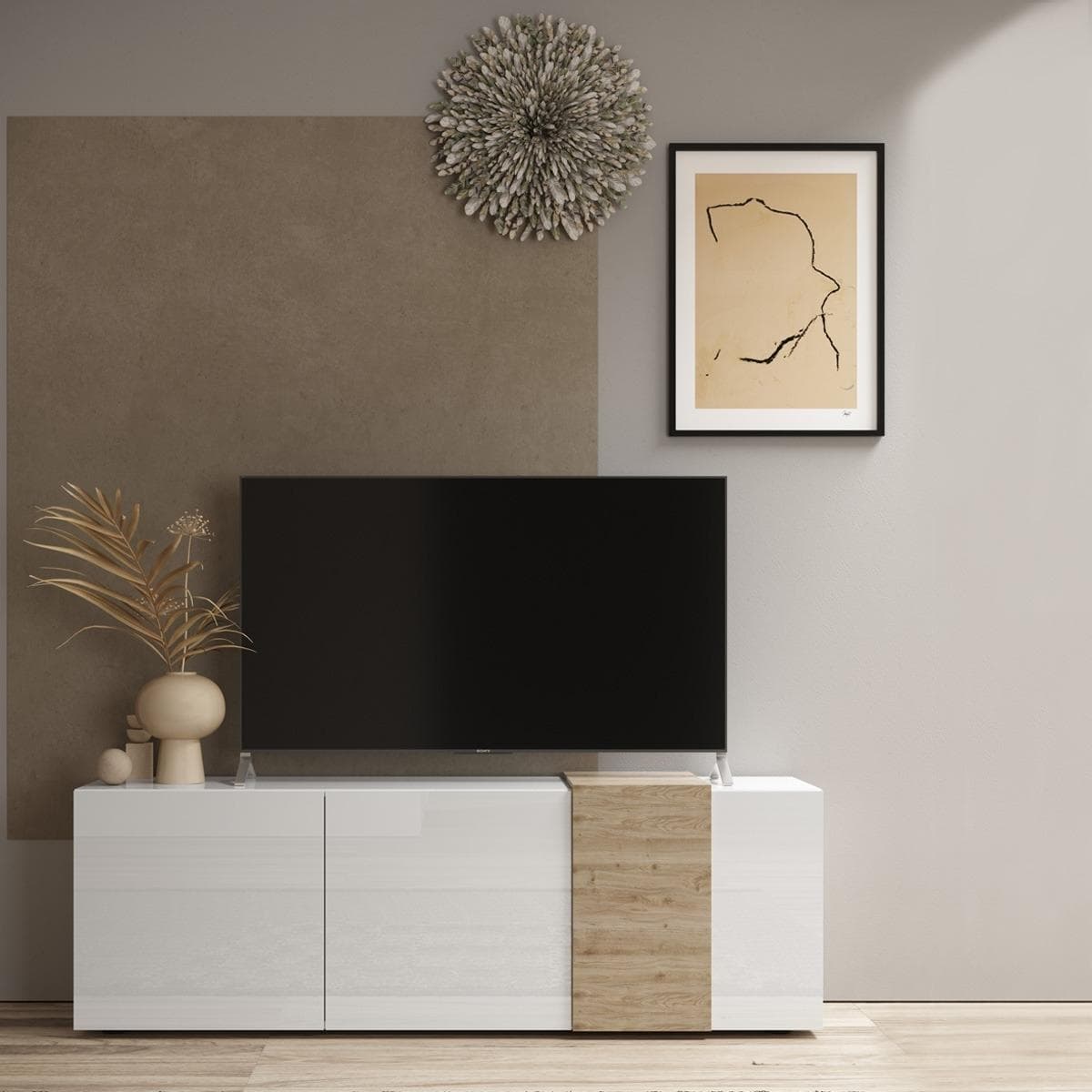Venus 3-Door TV Unit White/Oak