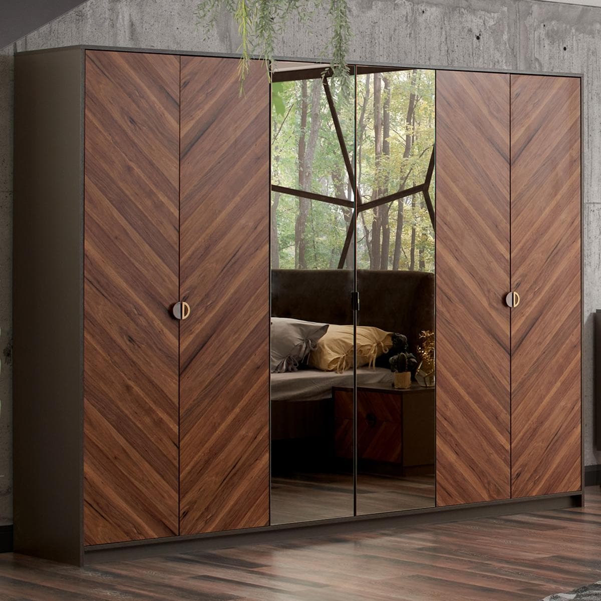 خزانة ملابس نيو ليفاريس 6 أبواب بني