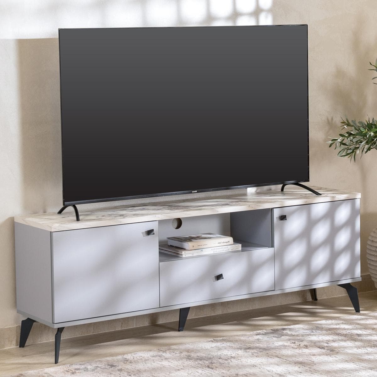 Barley TV Unit Marble/Grey