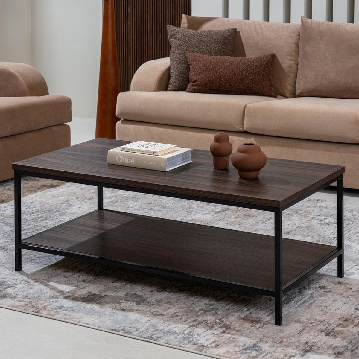 طاولة قهوة توبي بني/أسود