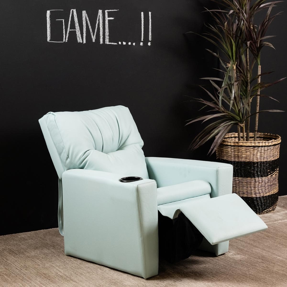 Lesley Kids Recliner Light Blue with Cupholder