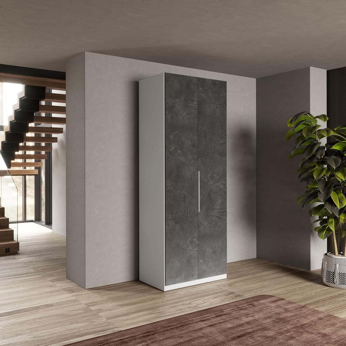 Start 2-Door Wardrobe White/Dark Grey
