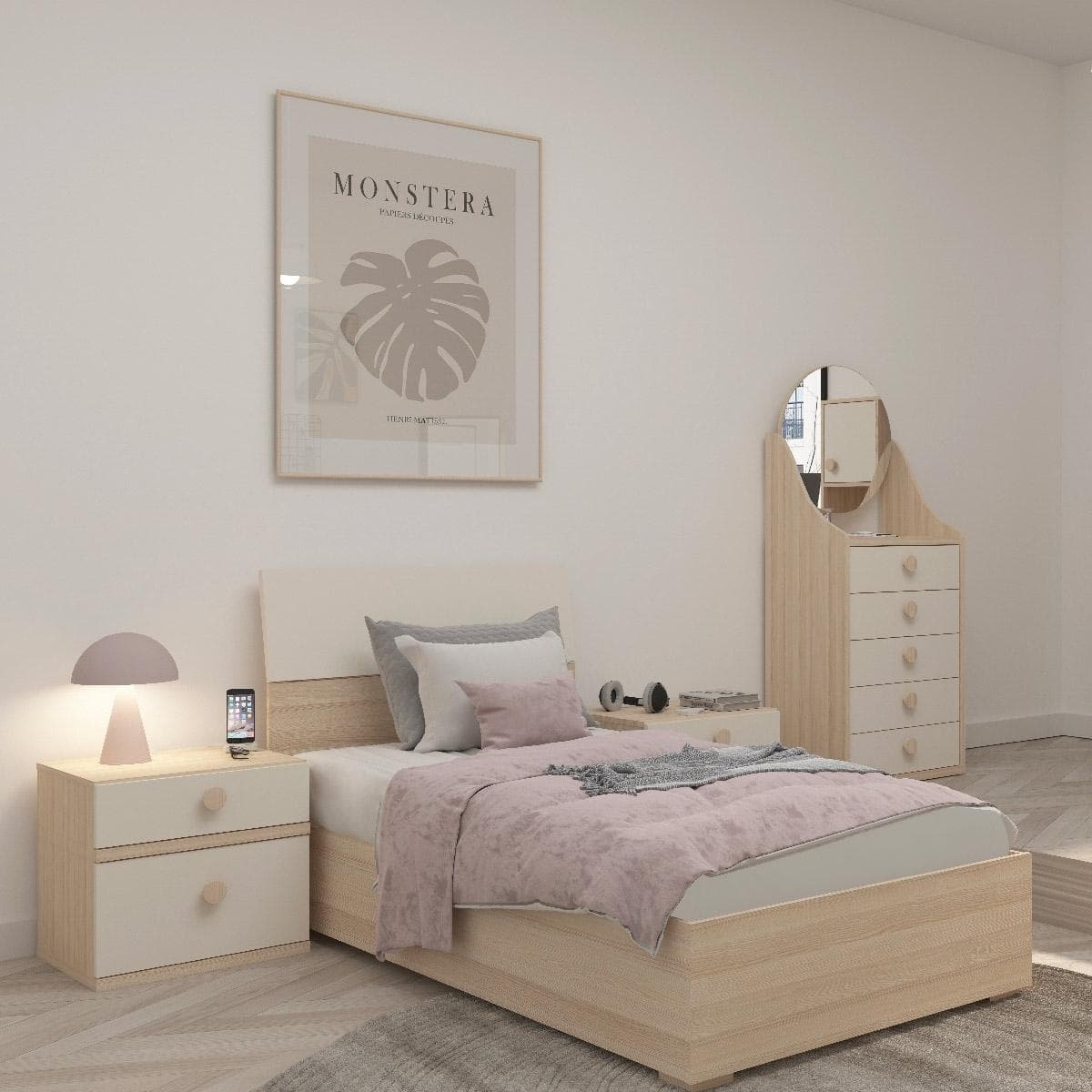 Flexy 90X200 Kids Bed Oak/Cream