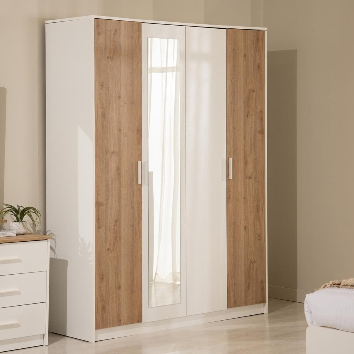 Enzo 4-Door Wardrobe White/Oak