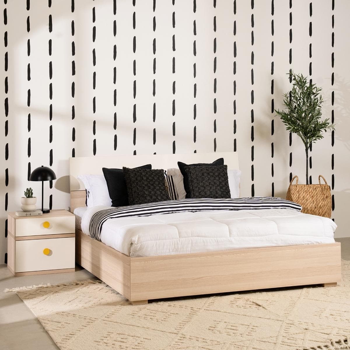 Flexy 180x200 Bed Oak/Cream