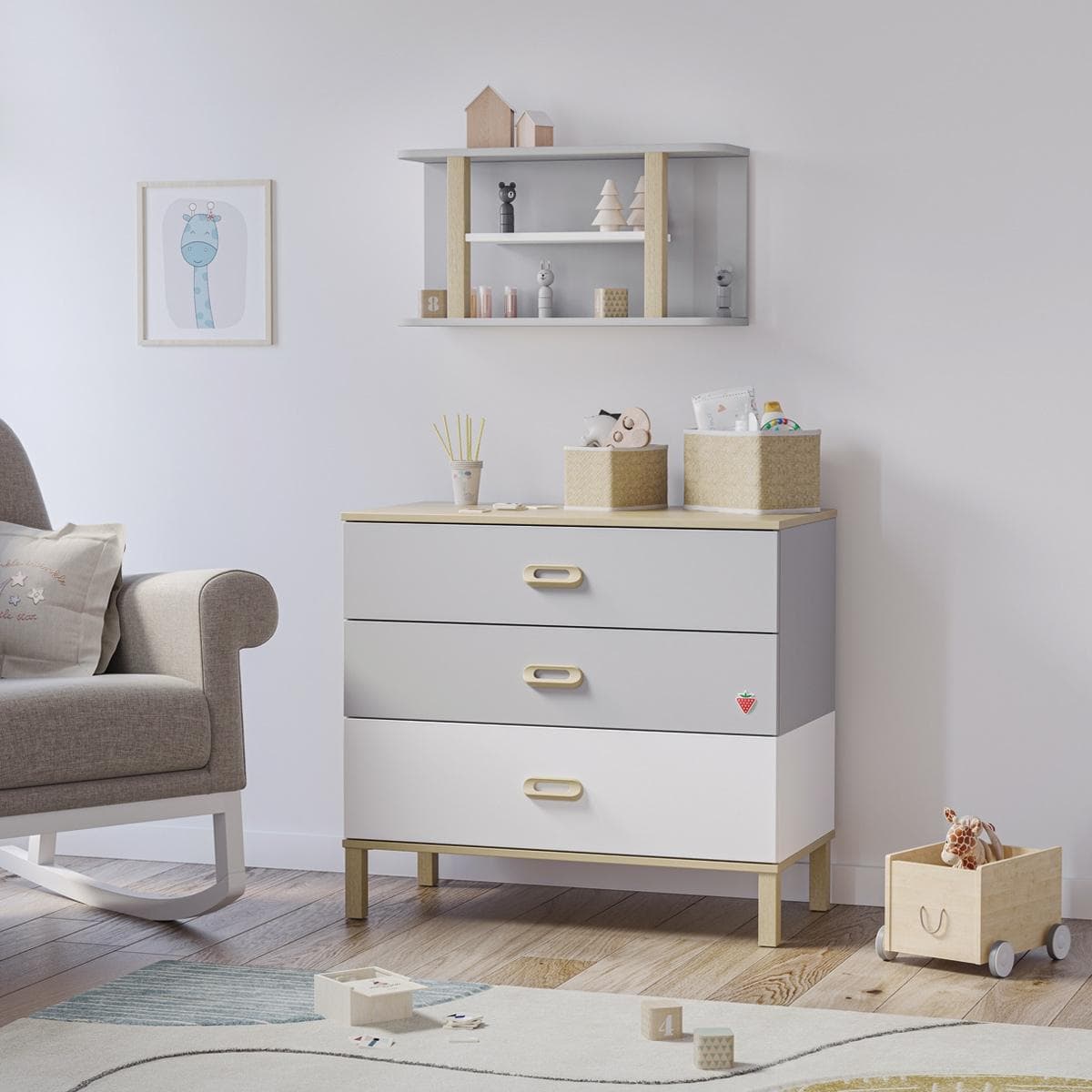 تسريحة أطفال مينو رمادي/أبيض