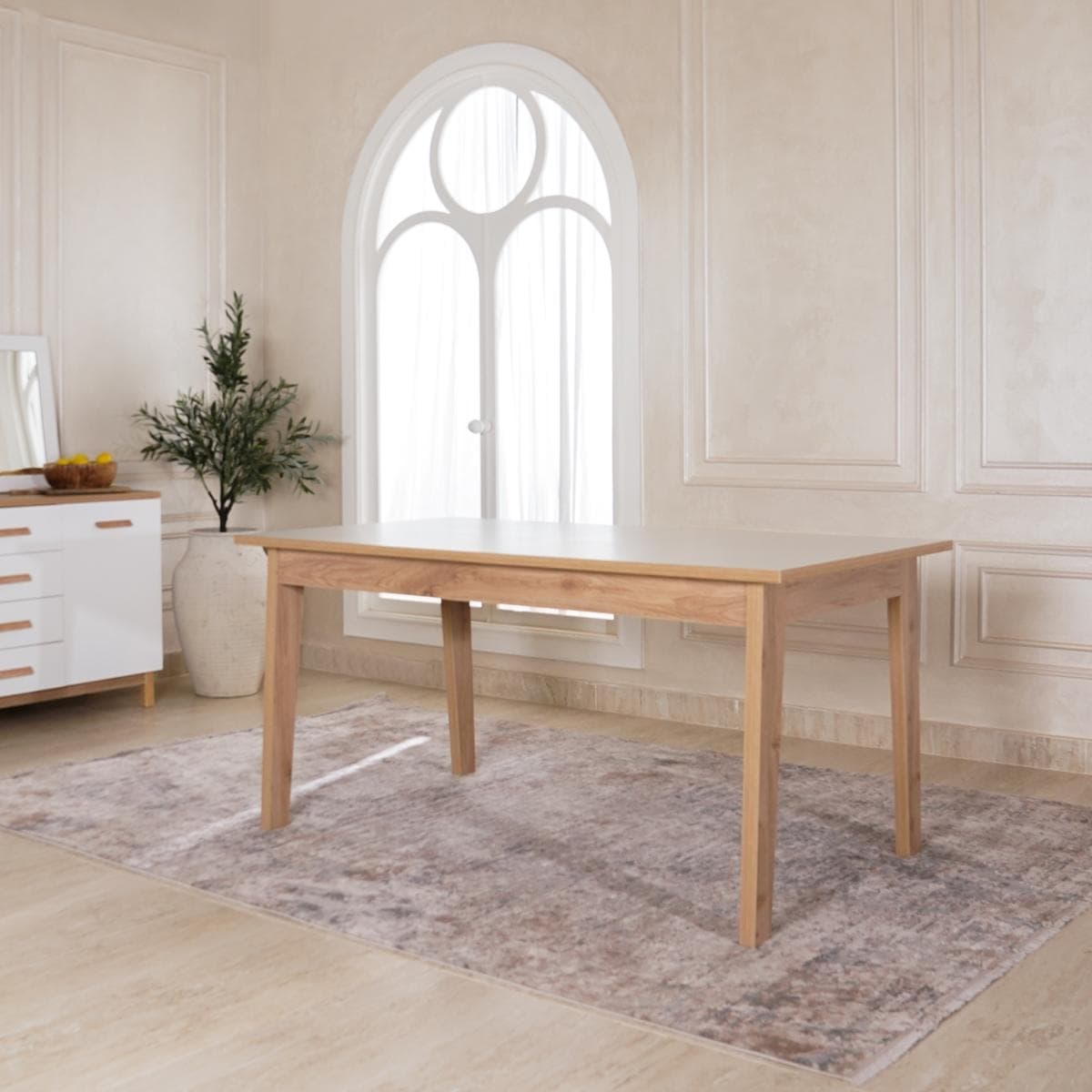 London 6 Seater Dining Table Oak/White