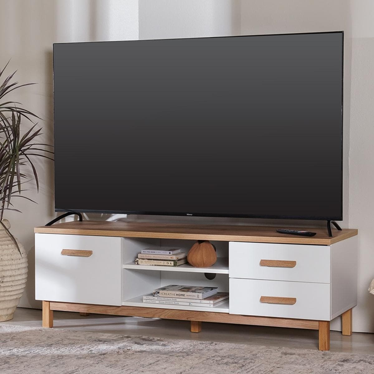 London TV Unit Oak/White