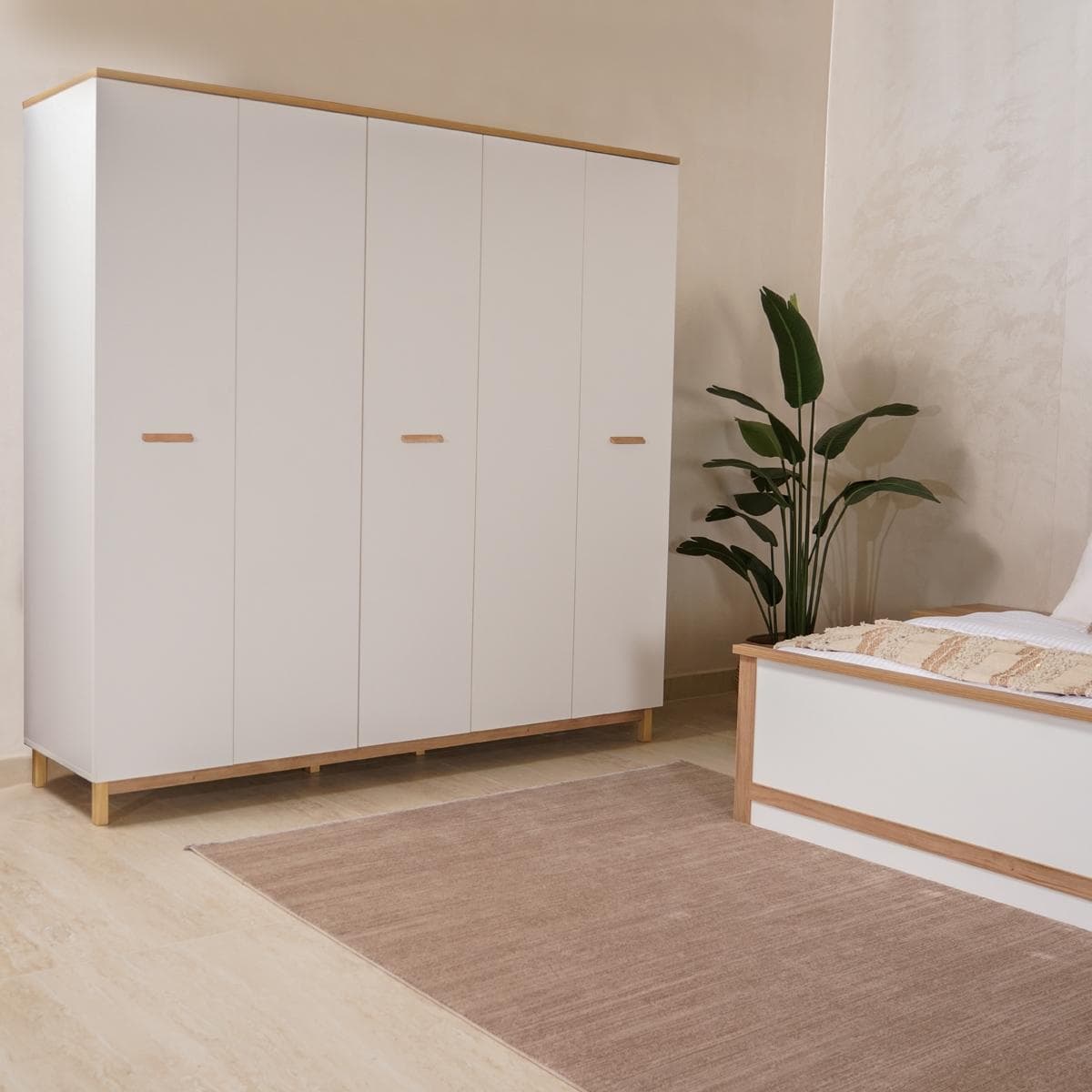 London 5-Door Wardrobe Oak/White
