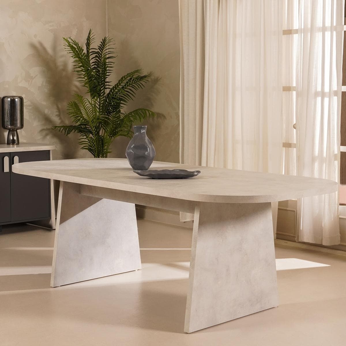 Kaya 8 Seater Dining Table White/Grey