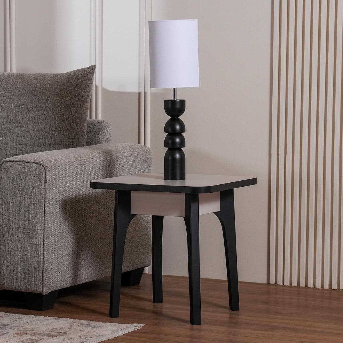 طاولة جانبية آيفل أبيض/رمادي