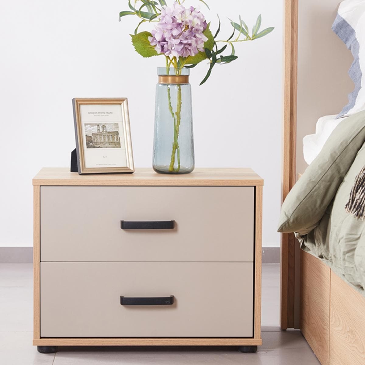 Jona Nightstand Champagne/Natural Oak
