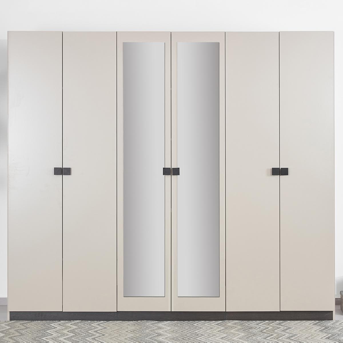Ryan 6-Door Wardrobe Champagne/Black Oak