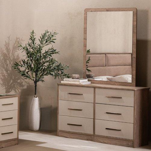 Alya Dresser with Mirror Light Oak/Beige