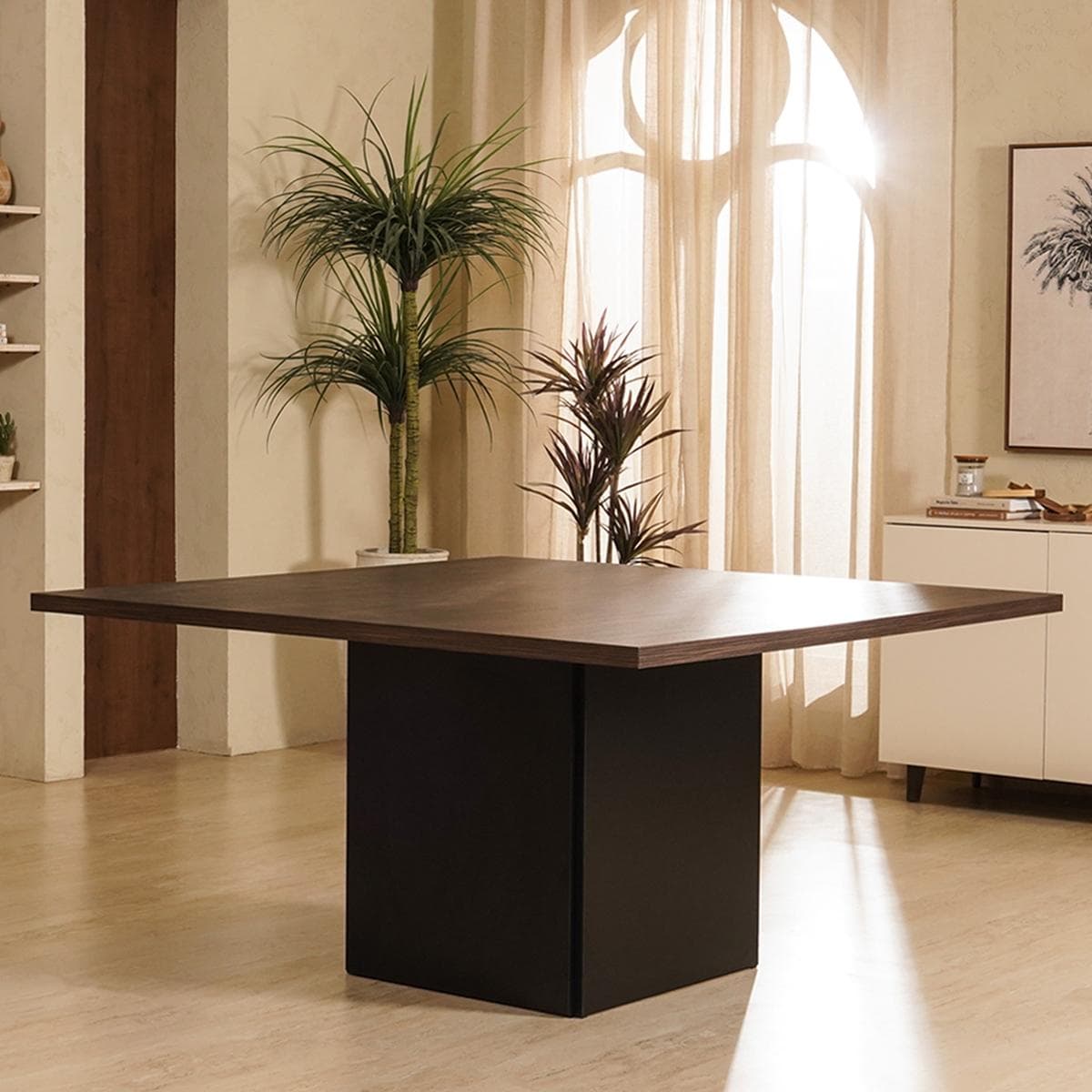 Prato Square 8 Seater Dining Table Brown/Black 150 cm