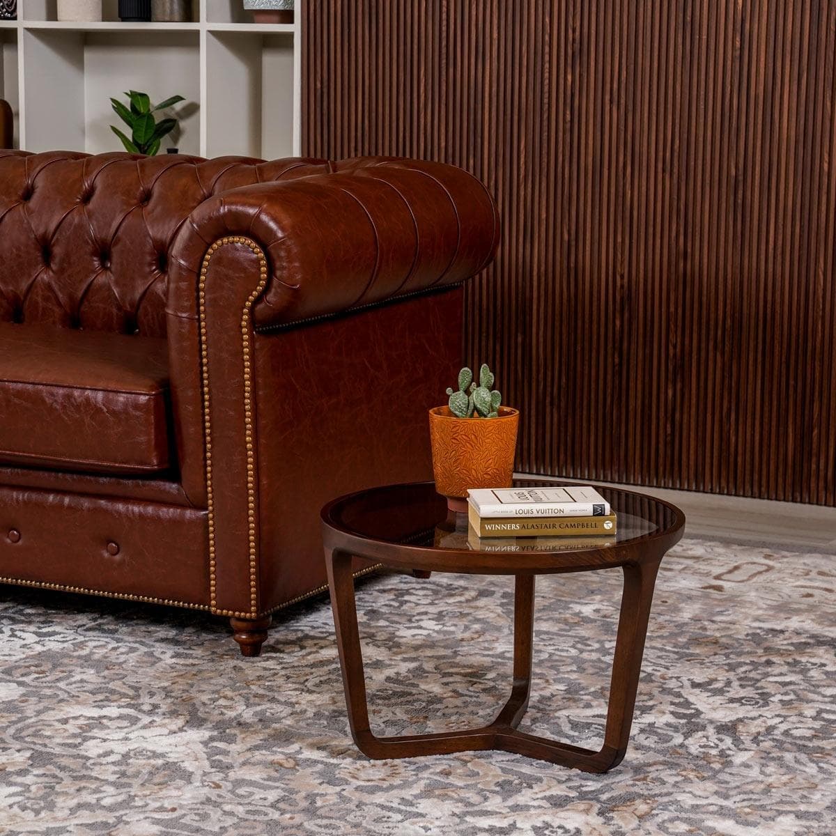 طاولة قهوة دائرية تريو بني