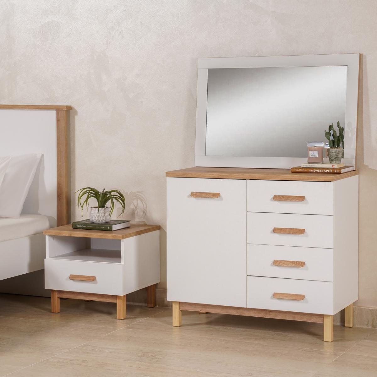 London Dresser with Mirror Oak/White