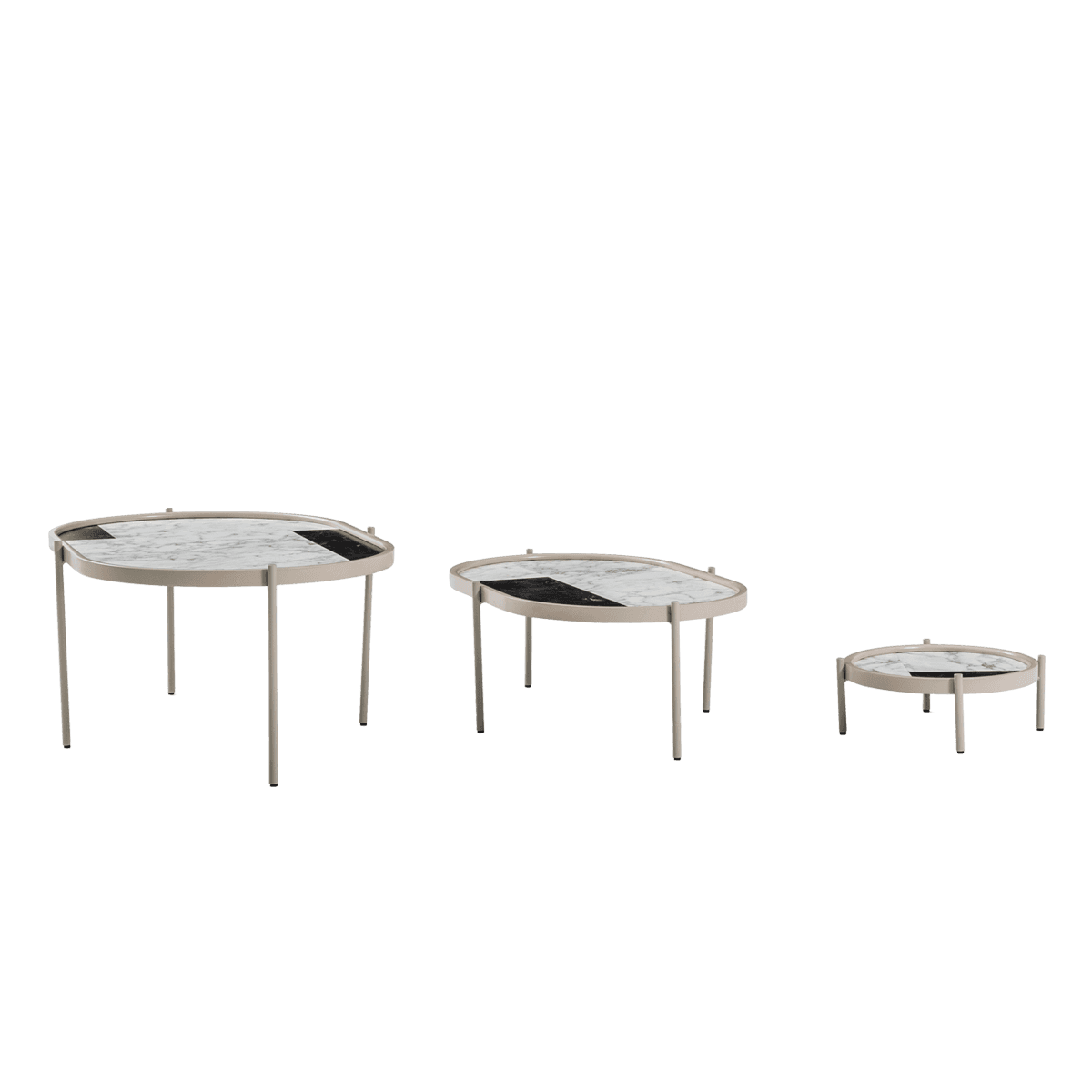 Valencia Coffee Tables Set 3Pcs White/Grey