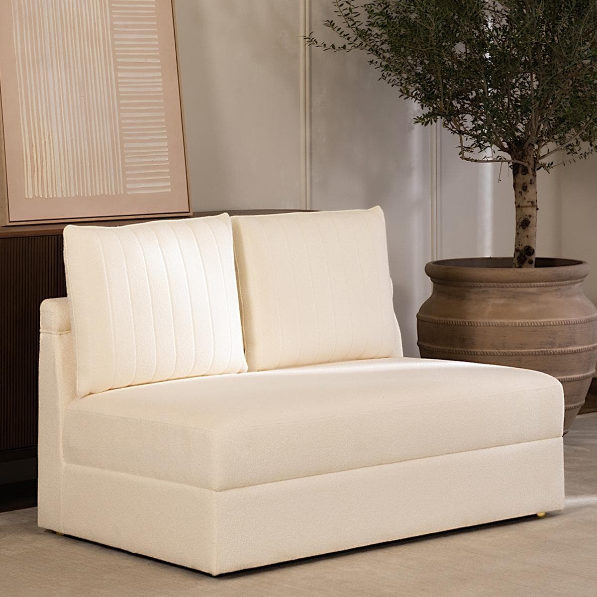 صوفا فرح بمقعدين بدون ذراع بيج