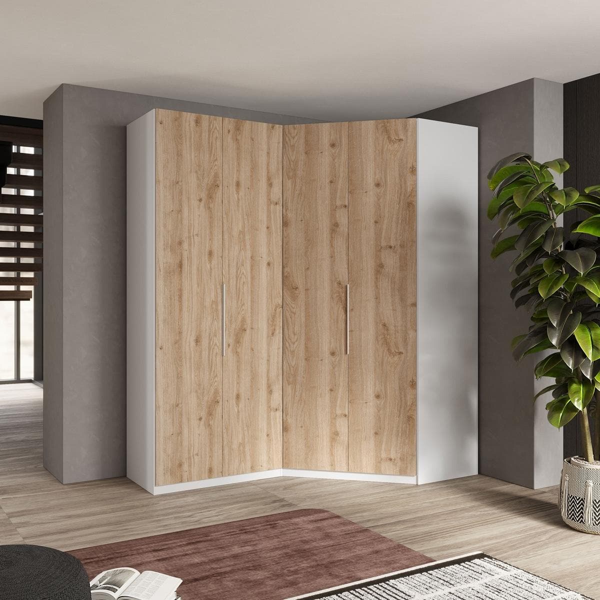 Start 2-Door Corner Wardrobe White/Oak