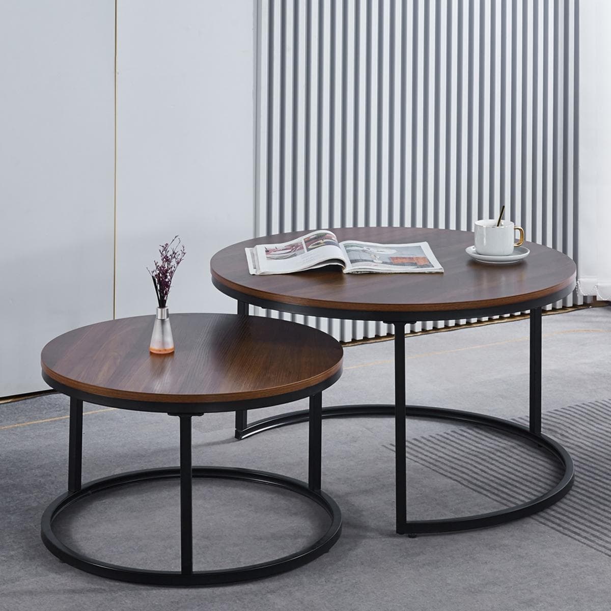 Tasha Set of 2 Coffee Tables Walnut