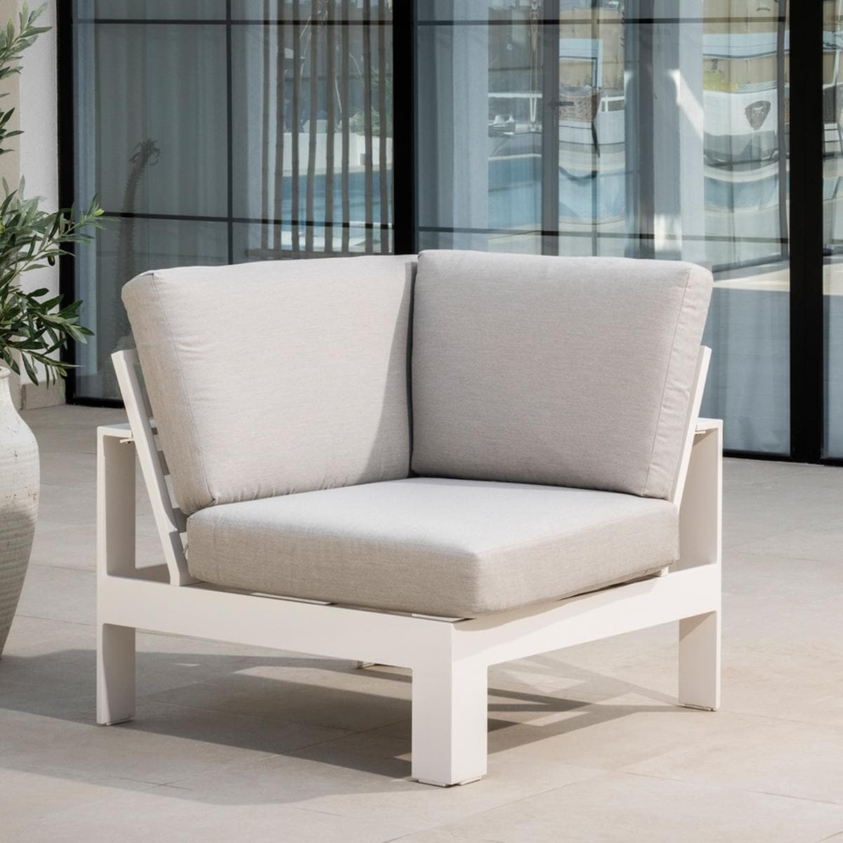 Brenta Garden Corner Sofa Wedge White/Grey