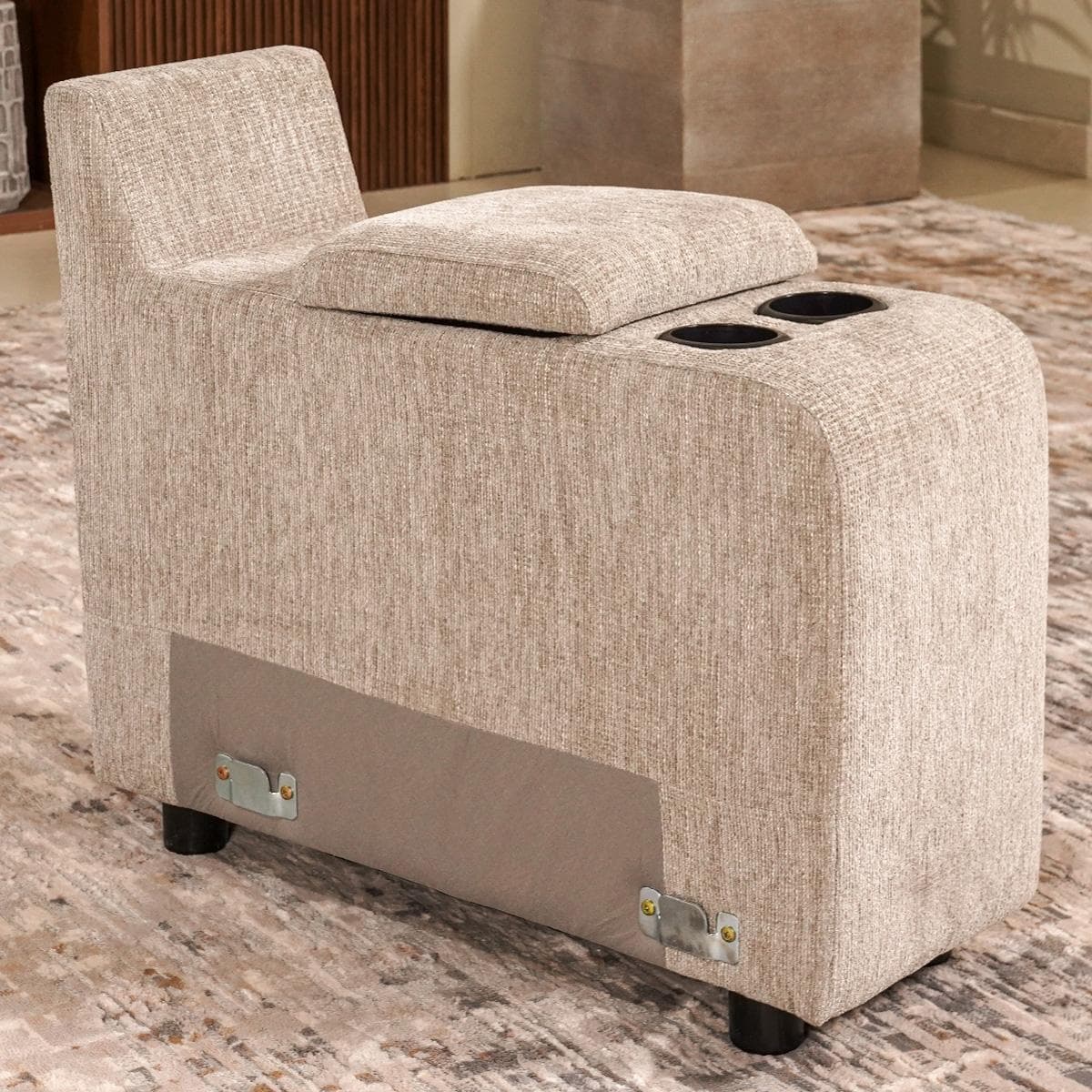 كونسول درو مع حامل أكواب / وحدة تخزين رمادي فاتح