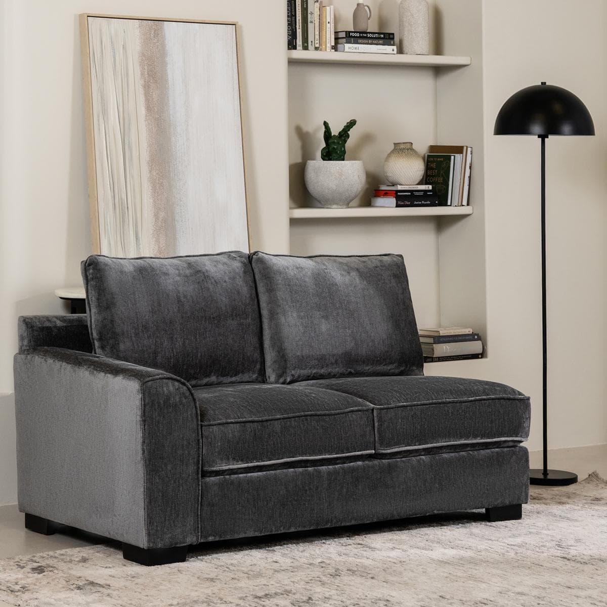 Drew 2 Seater Left Arm Sofa Dark Grey