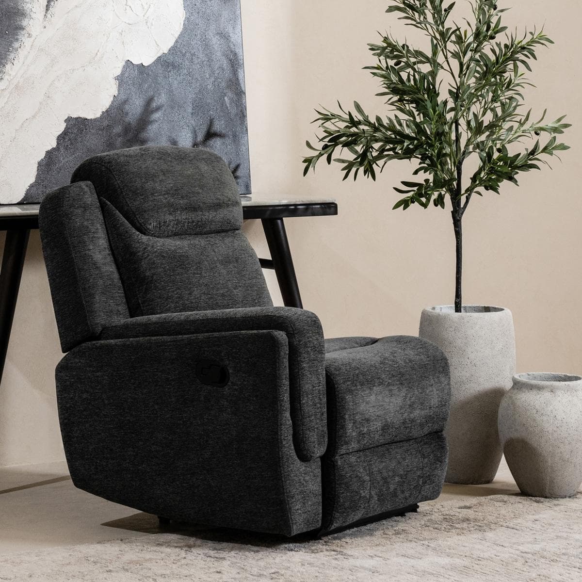 كرسي استرخاء مودلر ألسكا ذراع يسار رمادي داكن