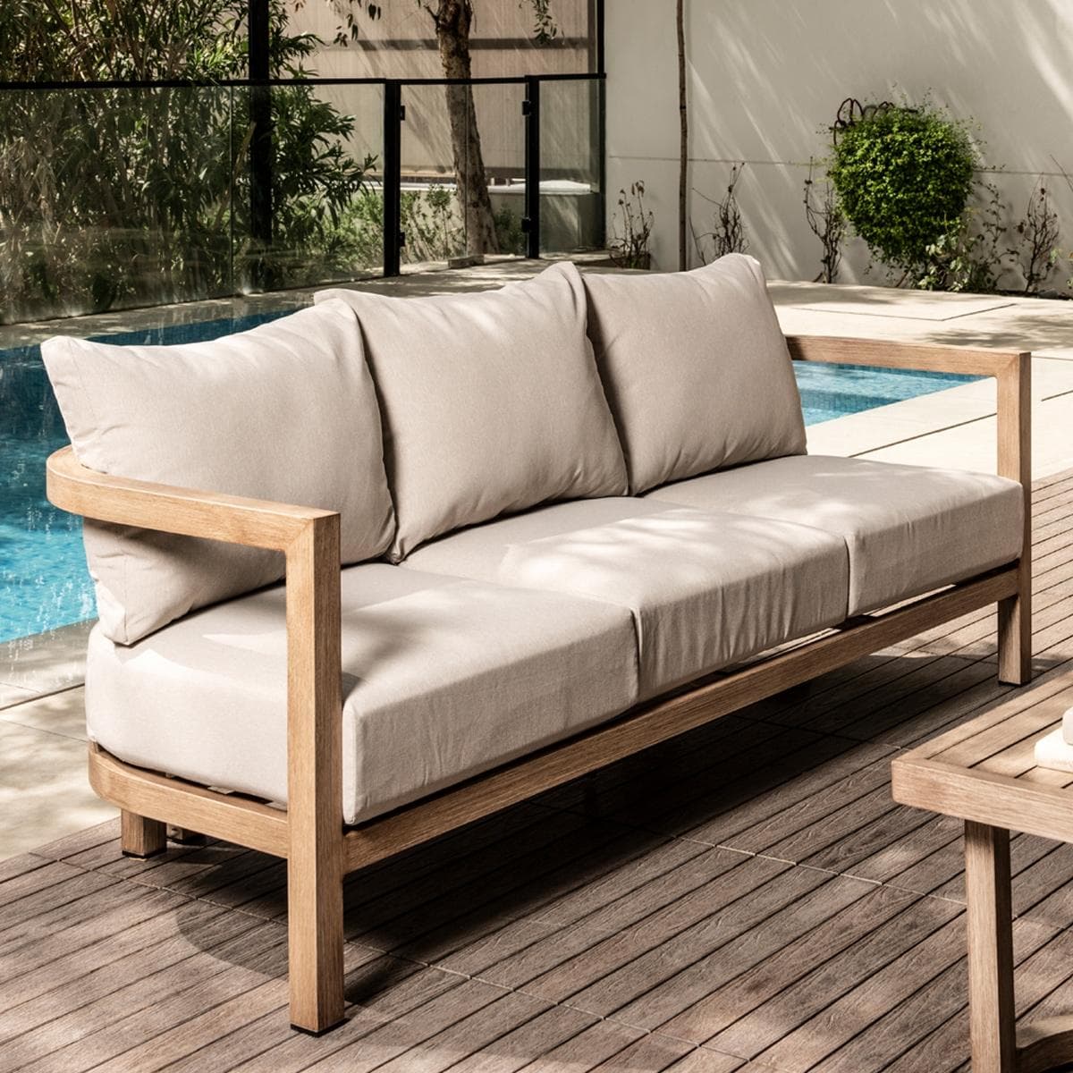 Nour 3 Seater Garden Sofa Beige