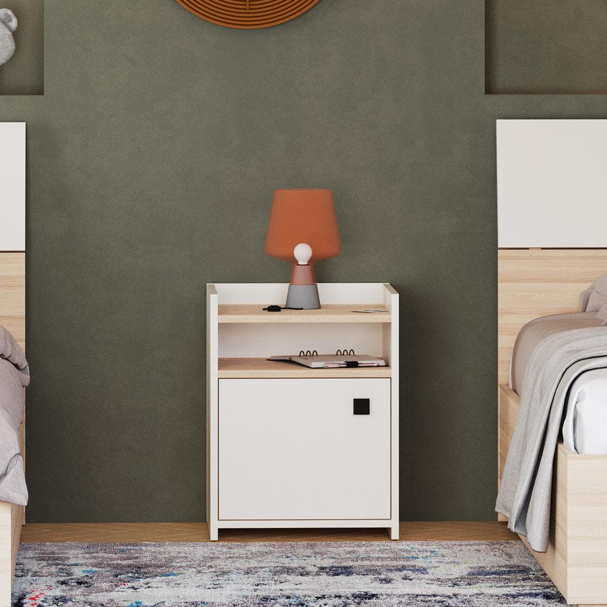 Flexy Kids Nightstand White/Walnut