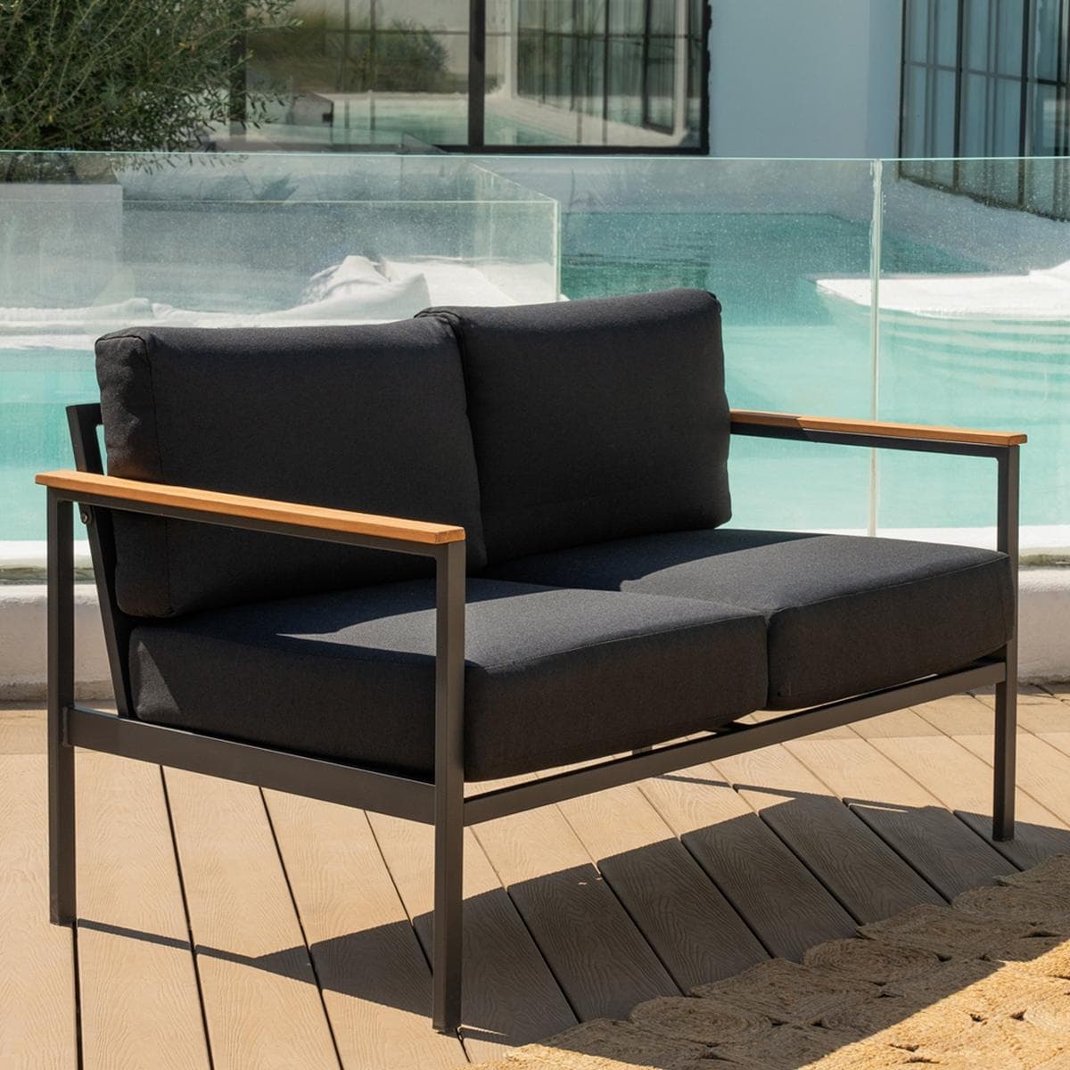 Madrid 2 Seater Garden Sofa Grey